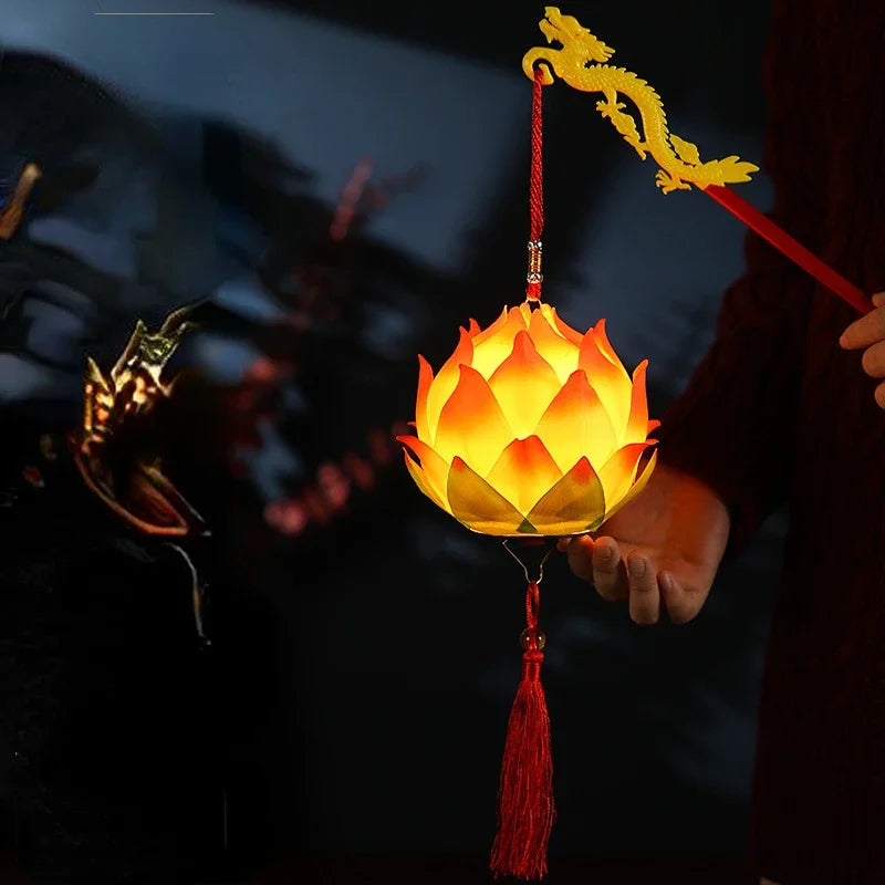Mid-Autumn Festival Lotus Lantern Hand Held Glowing Light