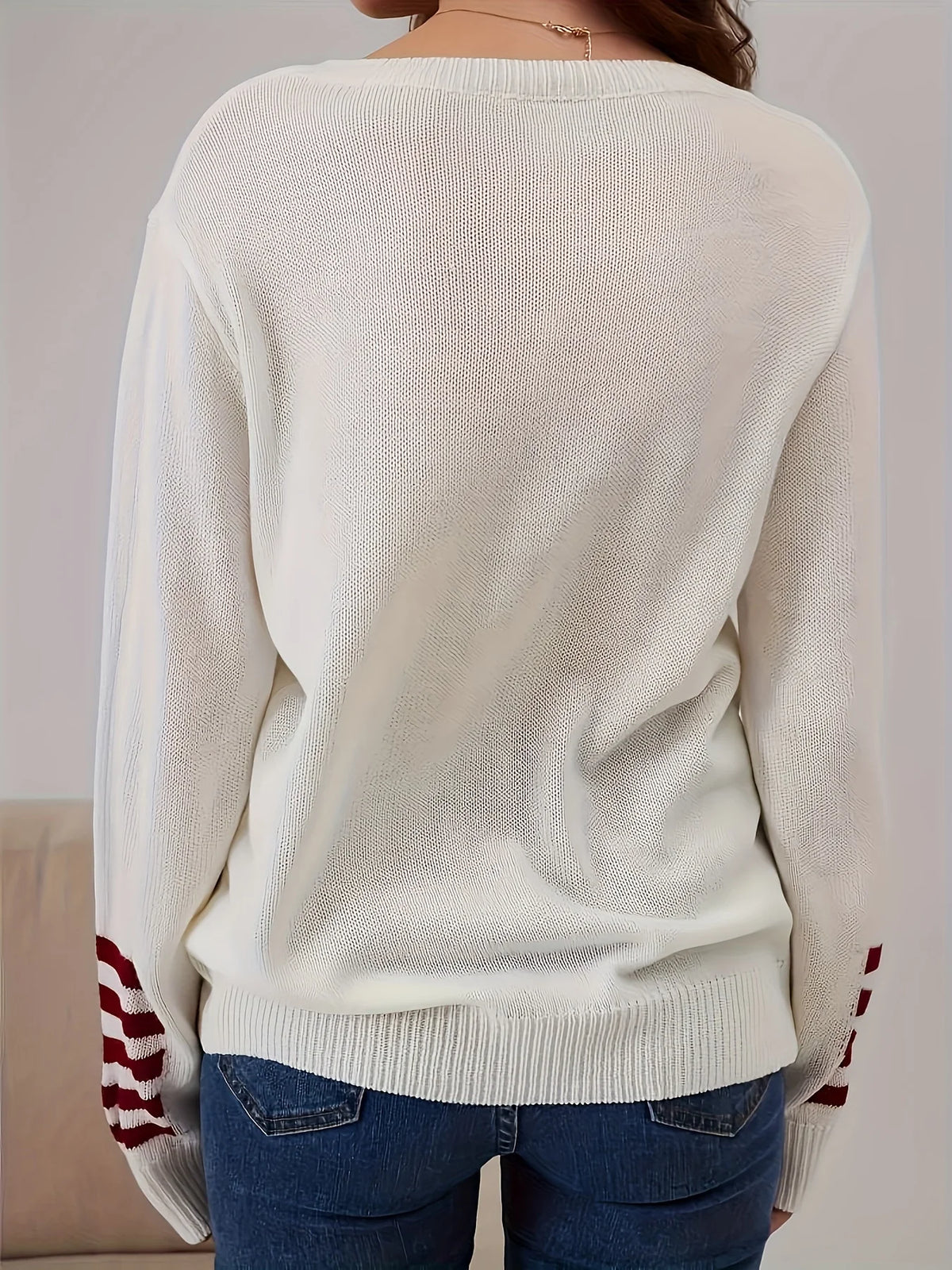 Women's American Flag V Neck Knit Sweater