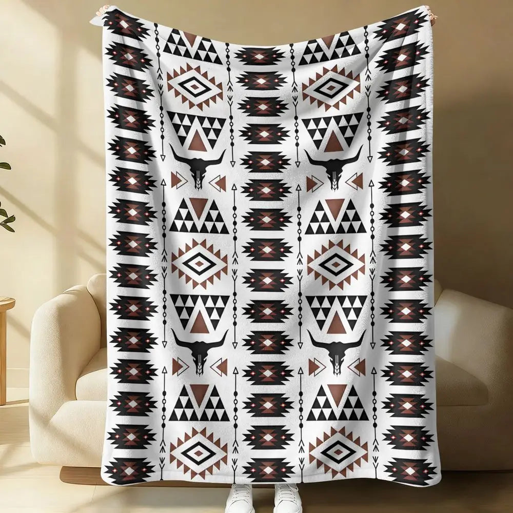 Southwestern Geometric Flannel Blanket Native American