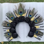 Peacock Feathers Golden Accessories Crown