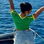 Brazil Letter Print Crop Top