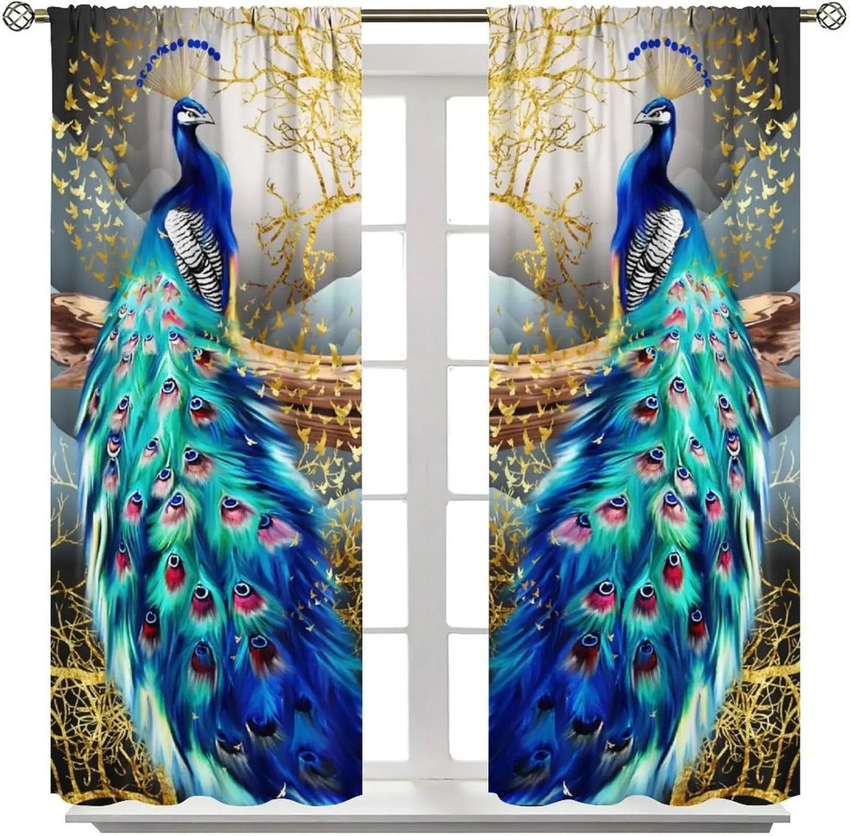 Blue Peacock Curtains