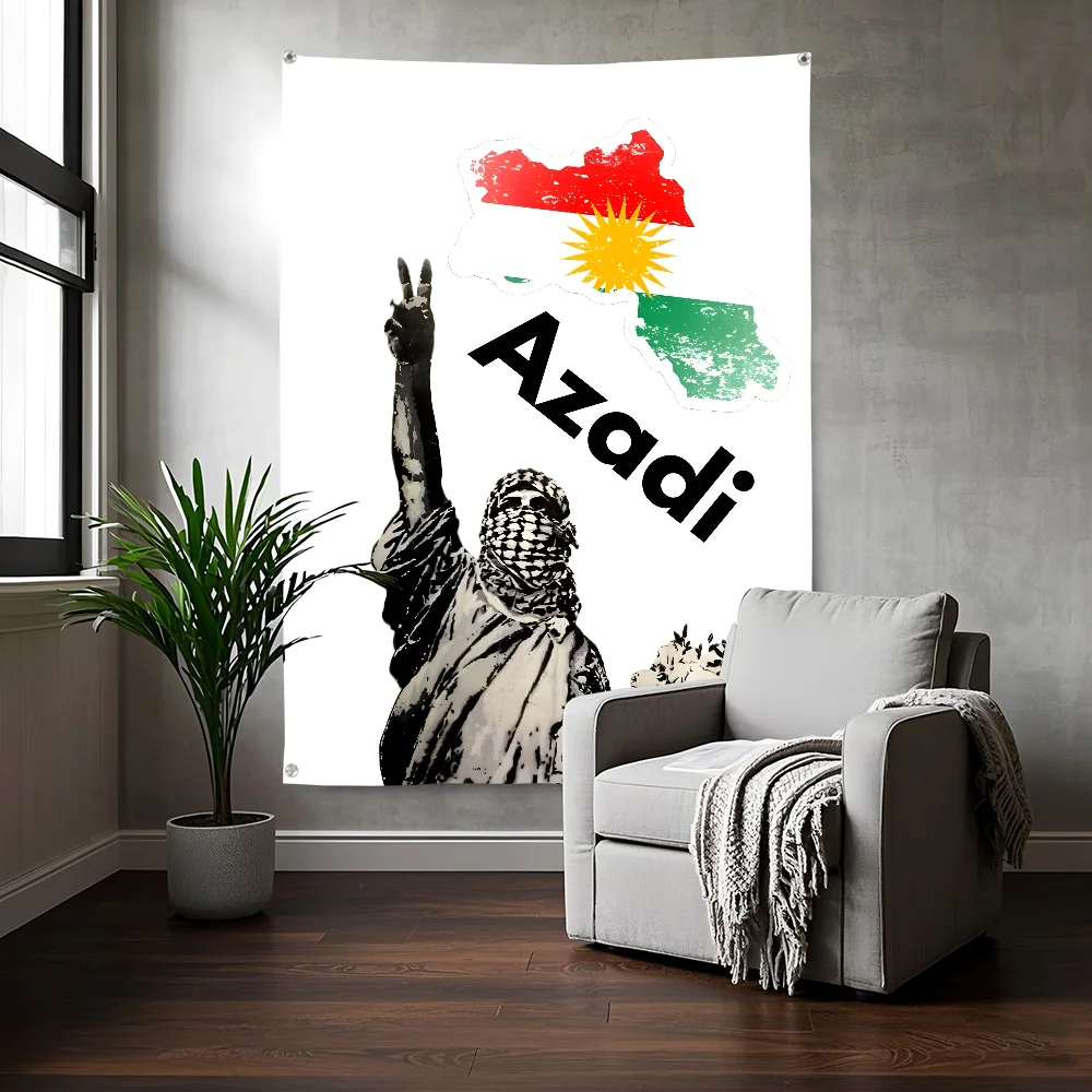 Kurdistan Eagle Map Azadi Flag