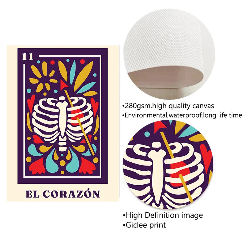 Mexican Skeleton Wall Art Canvas Painting Day of The Dead