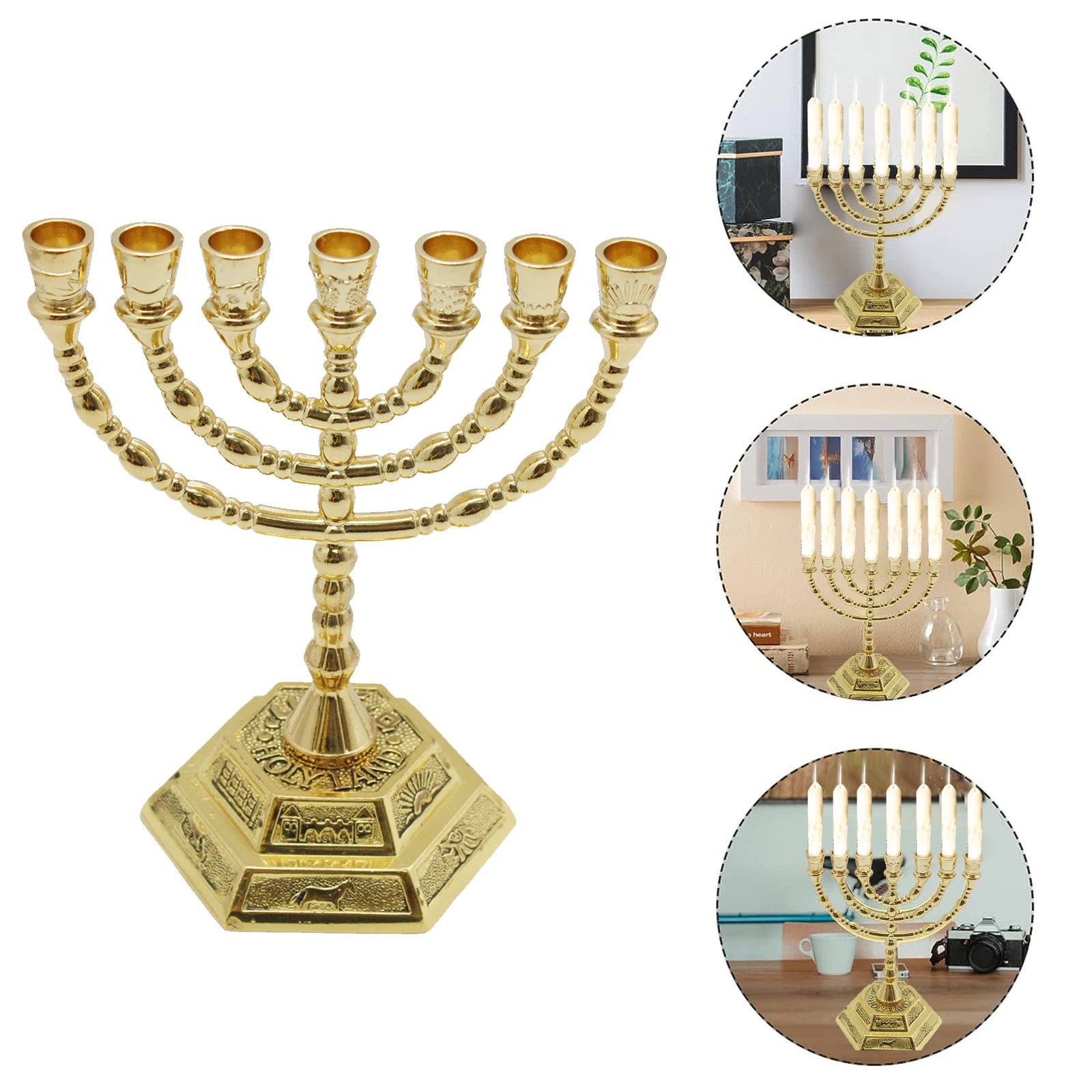 7 Branch Menorah Candle Holder Jerusalem