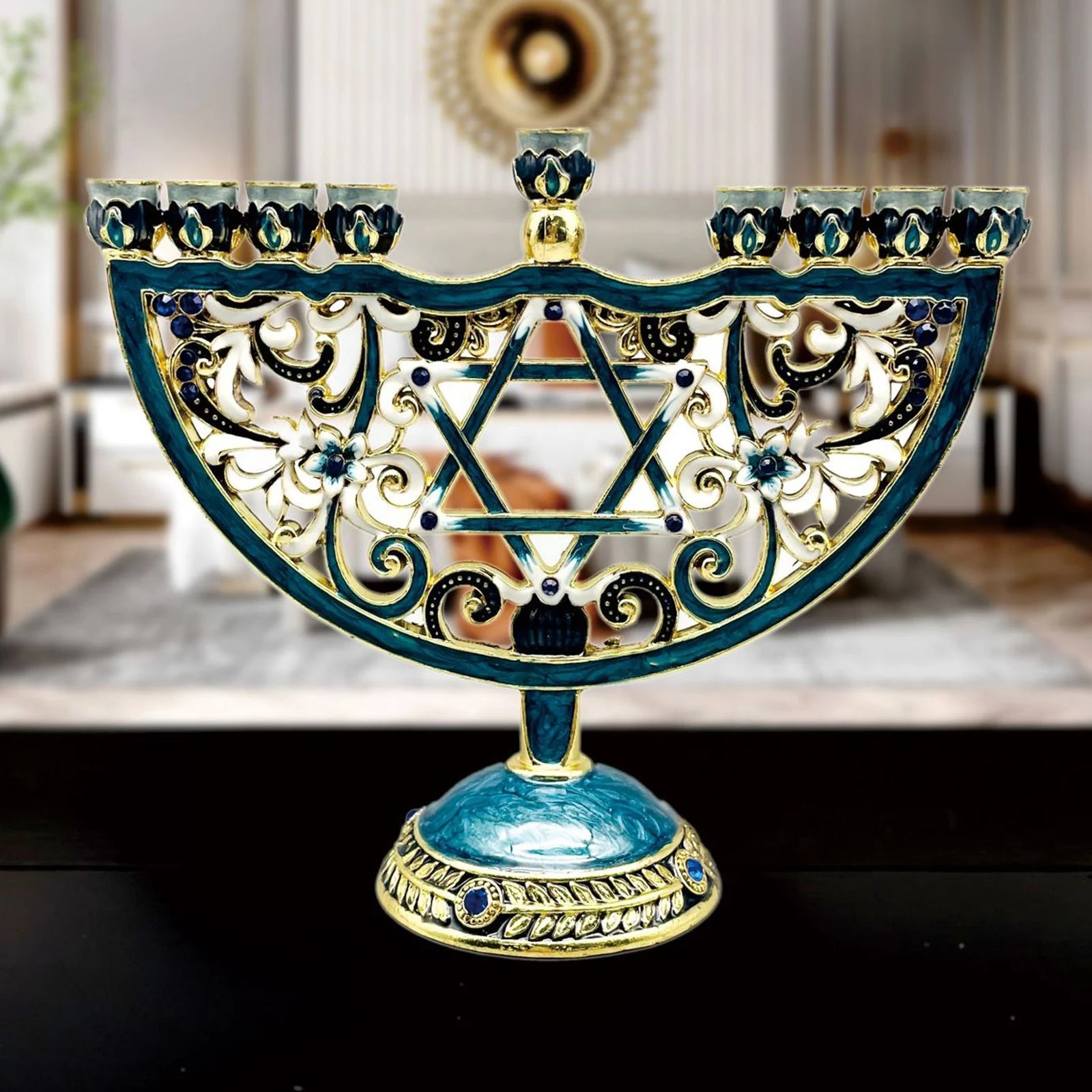 Hand Painted Candle Holder for Hanukkah