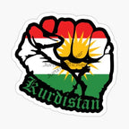 Kurdistan Map National Flag and Emblem Sticker
