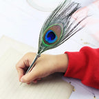 Peacock Feather Pen Black Ballpoint Pen