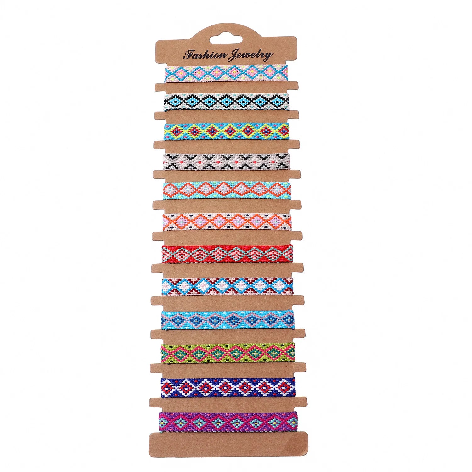 12Pcs/set Woven Bracelet Ethnic Rainbow Friendship Bracelet