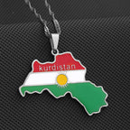 Kurdistan Map Flag Pendant Necklace