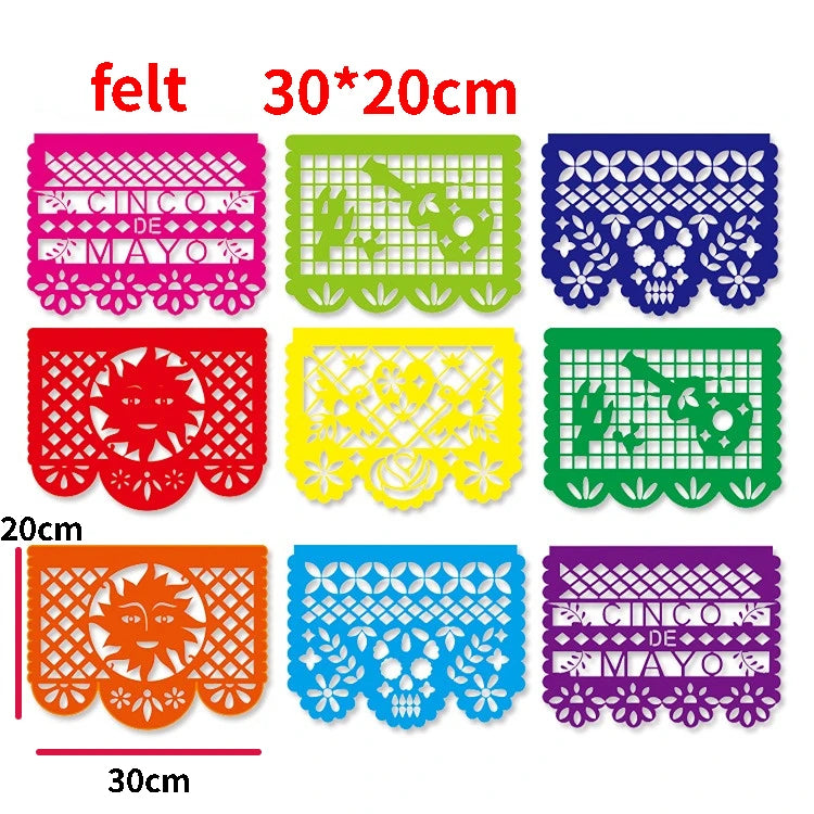 Mexico Day of The Dead Theme Skull Banner Multicolor Photography Backdrop