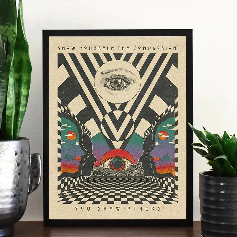 Bohemian Psychedelic 70s Poster Wall Art Canvas