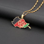 Afghanistan Map Flag Pendant Necklaces