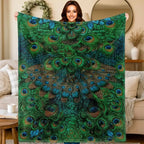 Peacock Flannel Throw