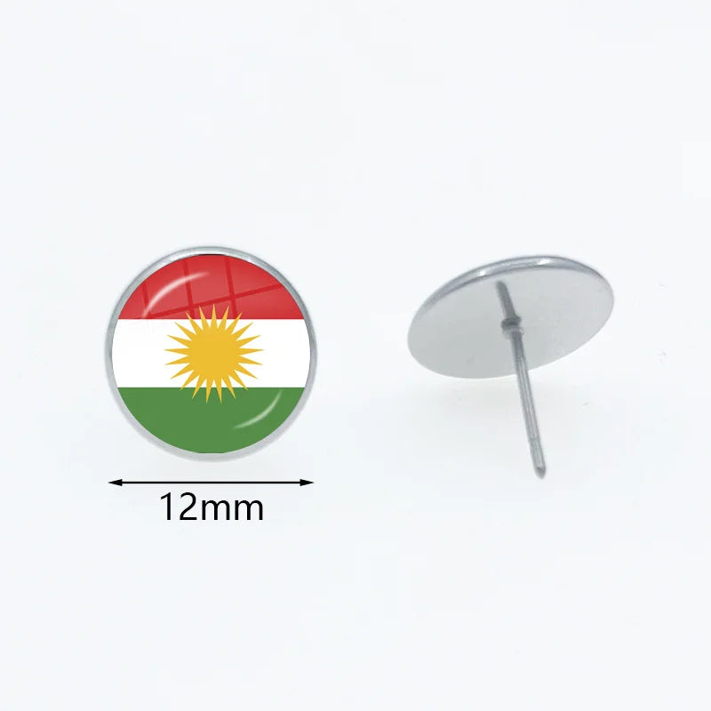 Kurdistan Flag Glass Pendant Keychain Jewelry Charm Bag Souvenir Key Ring