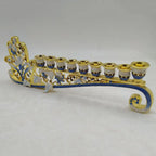 Hanukkah Hand Painted Enamel Menorah Candelabra Chanukah