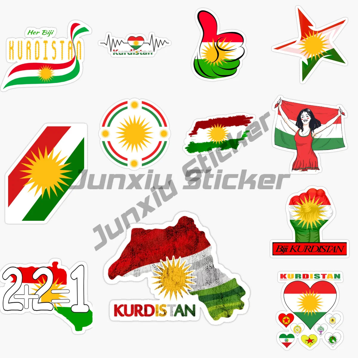 Kurdistan Map National Flag and Emblem Sticker