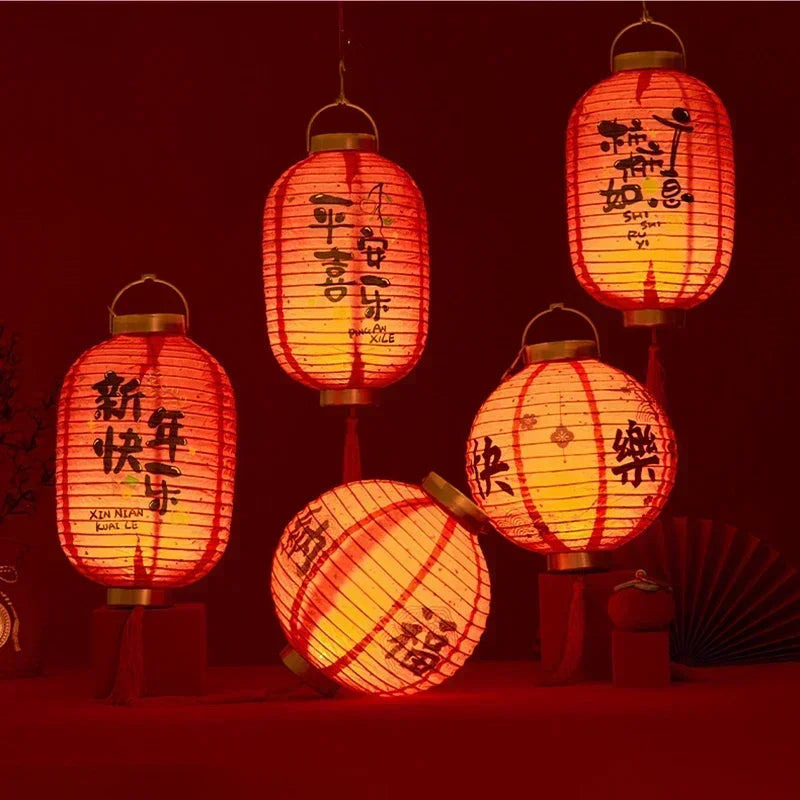 Chinese lamp LED Glowing classical red paper lantern