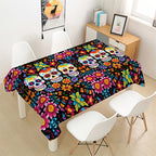 Mexican Day of The Dead Skull Flower Waterproof Tablecloth