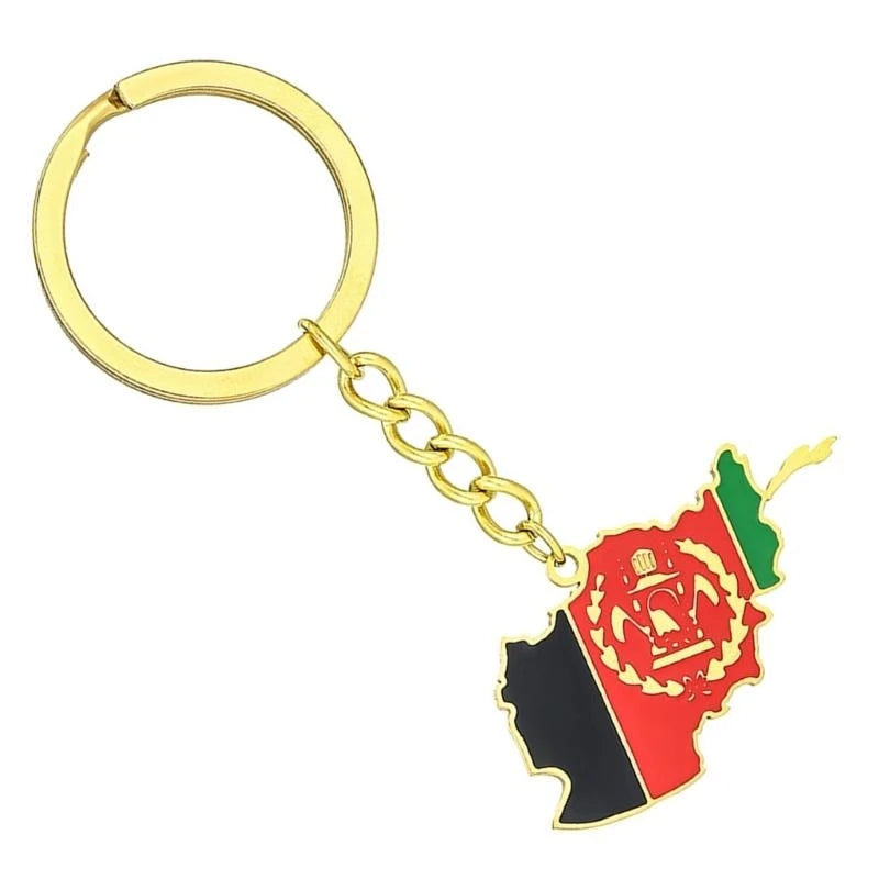 Afghanistan Flag Keychain Country Map