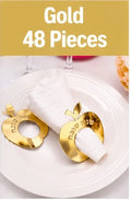 12/48PCS Mirror Acrylic Apple Napkin Rings with Hebrew Letters