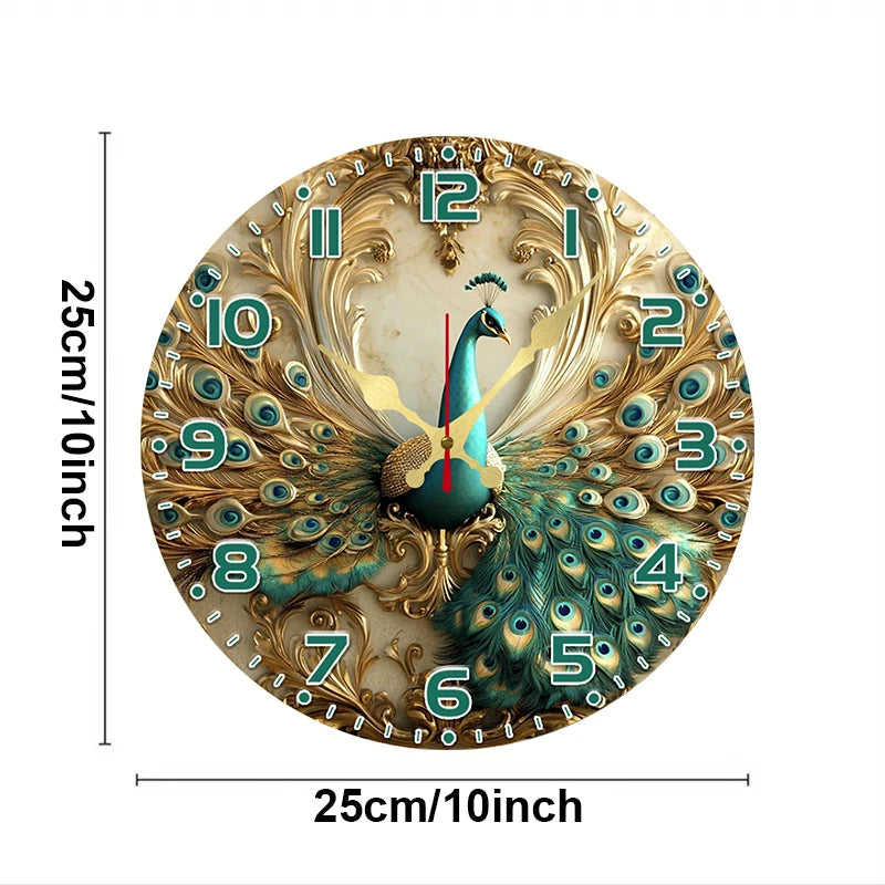 Magnificent Peacock Wooden Wall Clock