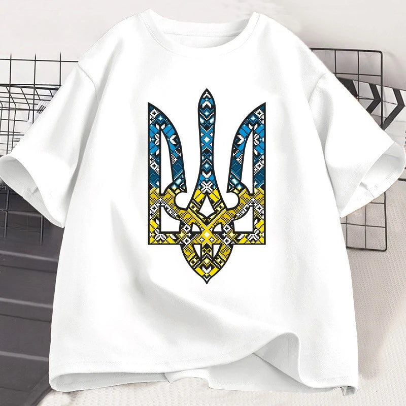 Ukraine Emblem Printed T-shirt O-Neck