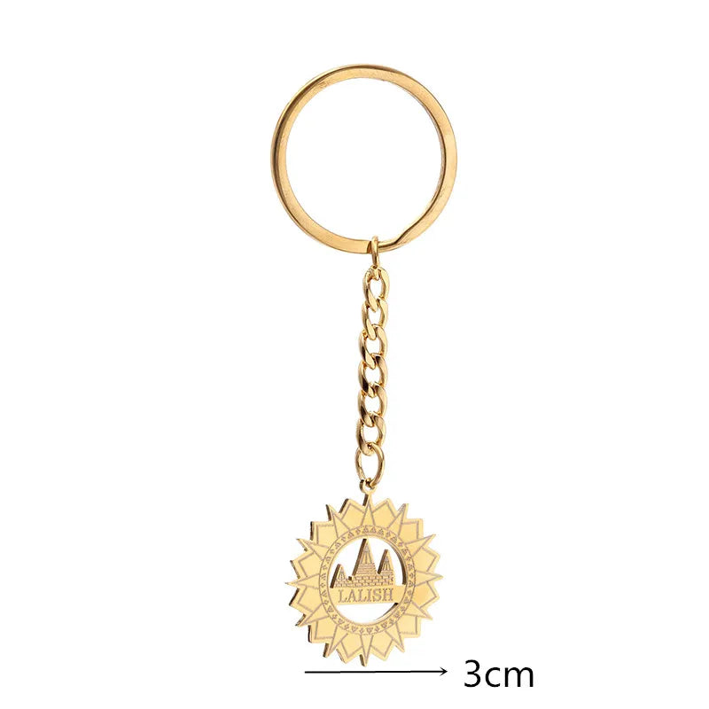 Stainless Steel Yezidi Peacock & Lalish Keychain
