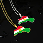 Kurdistan Map Flag Pendant Necklace