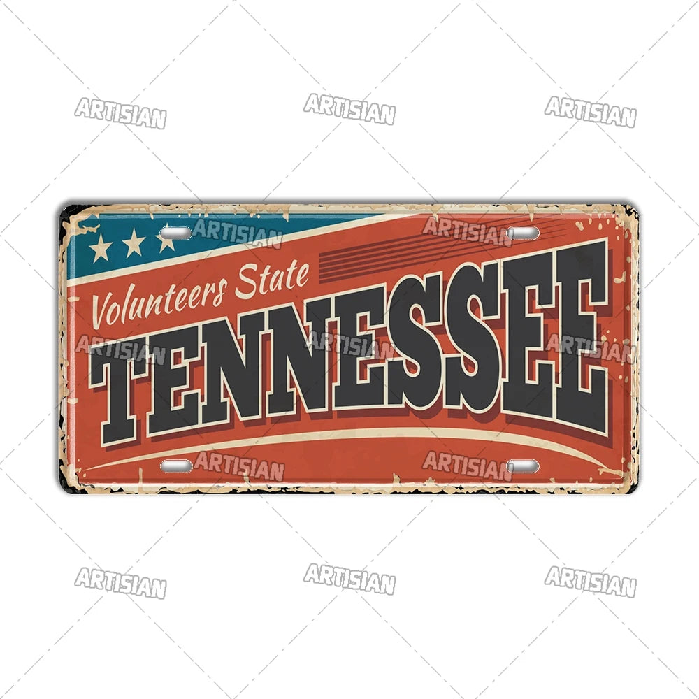 USA License Plate Landmark Metal