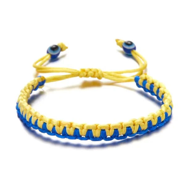 Handmade Blue & Yellow Ukraine Country Peace Love Bracelet