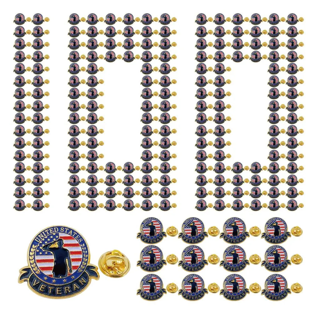 5/10/50/100 Pcs US Veteran Pins– Patriotic American Flag