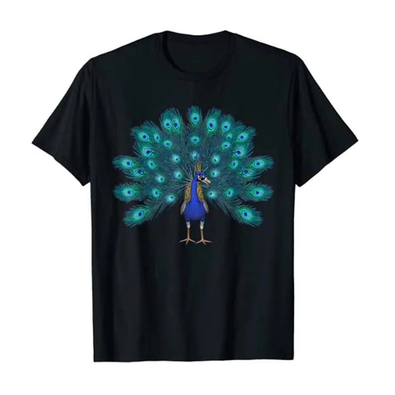 Blue Peacock T-Shirt Feathers