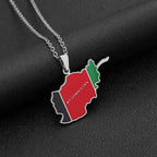 Afghanistan Map Flag Pendant Necklace
