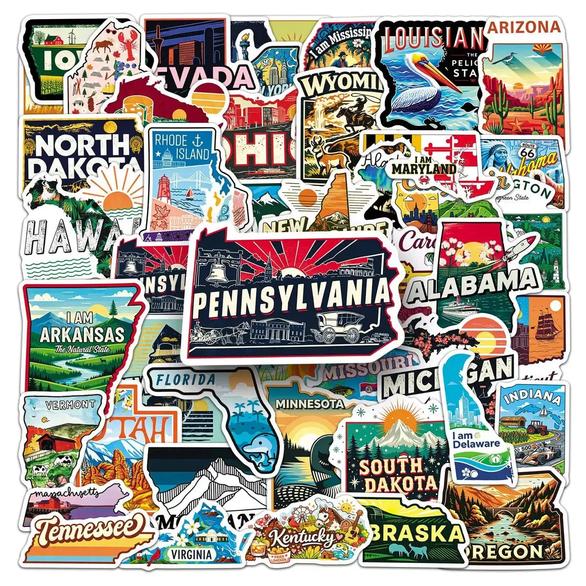 United States Travel City Map Stickers