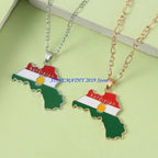 Kurdistan Map Flag Pendant Necklace, Keychain