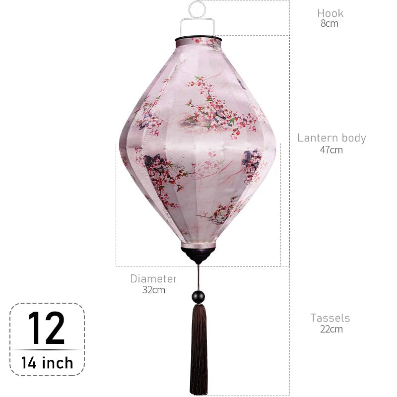 Chinese Floral Pattern Silk Lantern