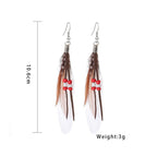 Feather earrings for women, Bohemian style