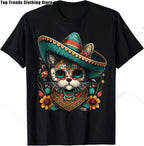 Cute Sugar Skull Cat Dia De Los Muertos Day of The Dead T-Shirt Mexican