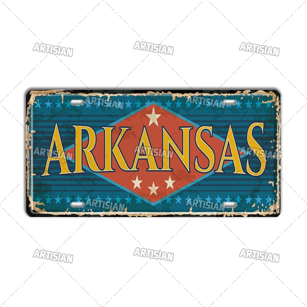 USA License Plate Landmark Metal