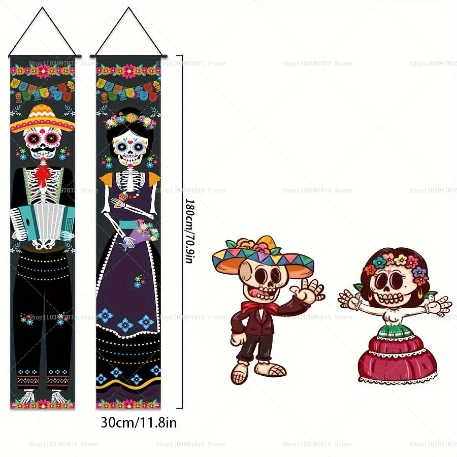 2PCS Mexican Day of The Dead Porch Sign