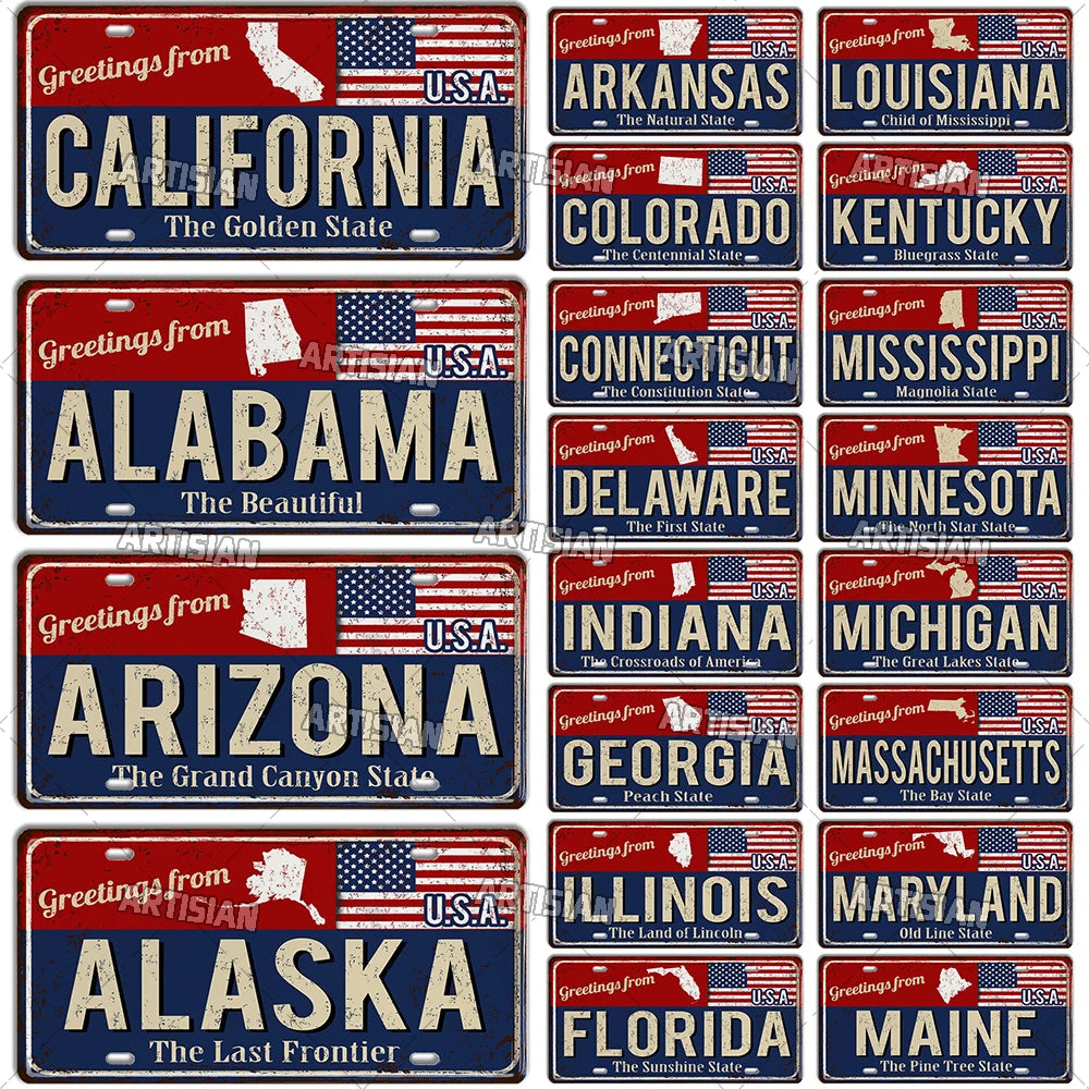 Greeting from USA States Landmark License Plate