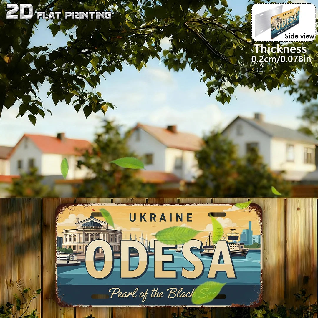2D Flat, 1pc Ukraine Odesa City Vintage Metal Sign