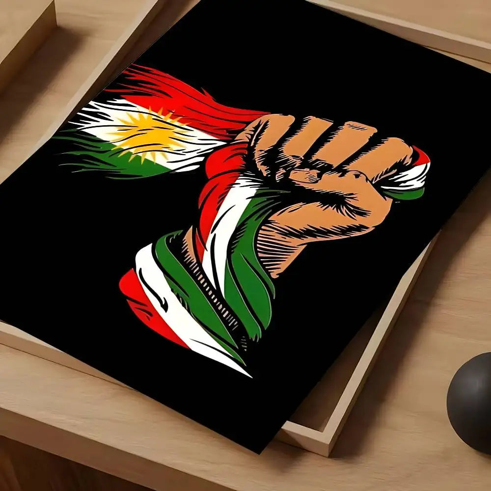Vintage Waterproof Kurdistan Flag Poster