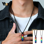 Stylish Rainbow Vertical Bar Pendant Necklaces