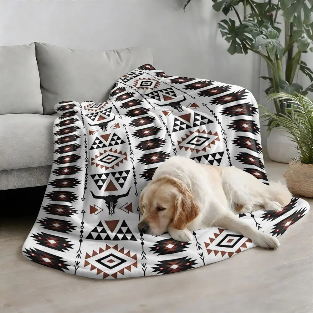 Southwestern Geometric Flannel Blanket Native American