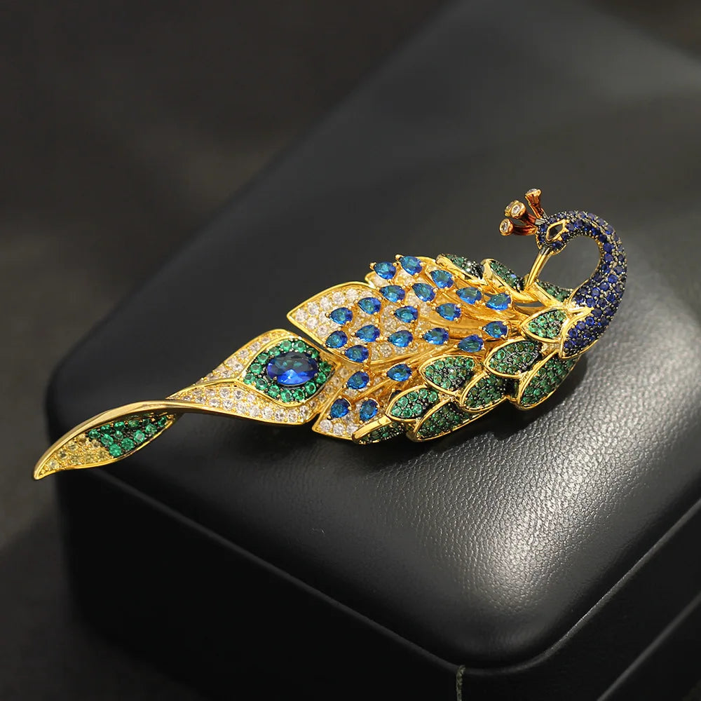 3D Peacock Brooch