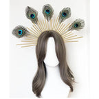 Peacock Feathers Golden Accessories Crown