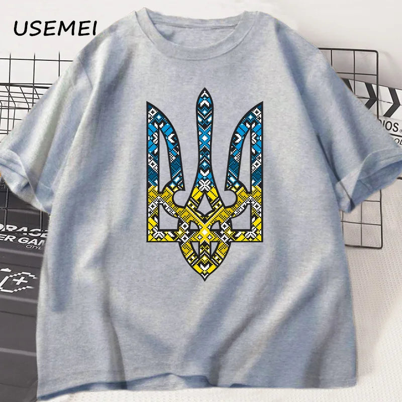 Ukraine Emblem Printed T-shirt O-Neck