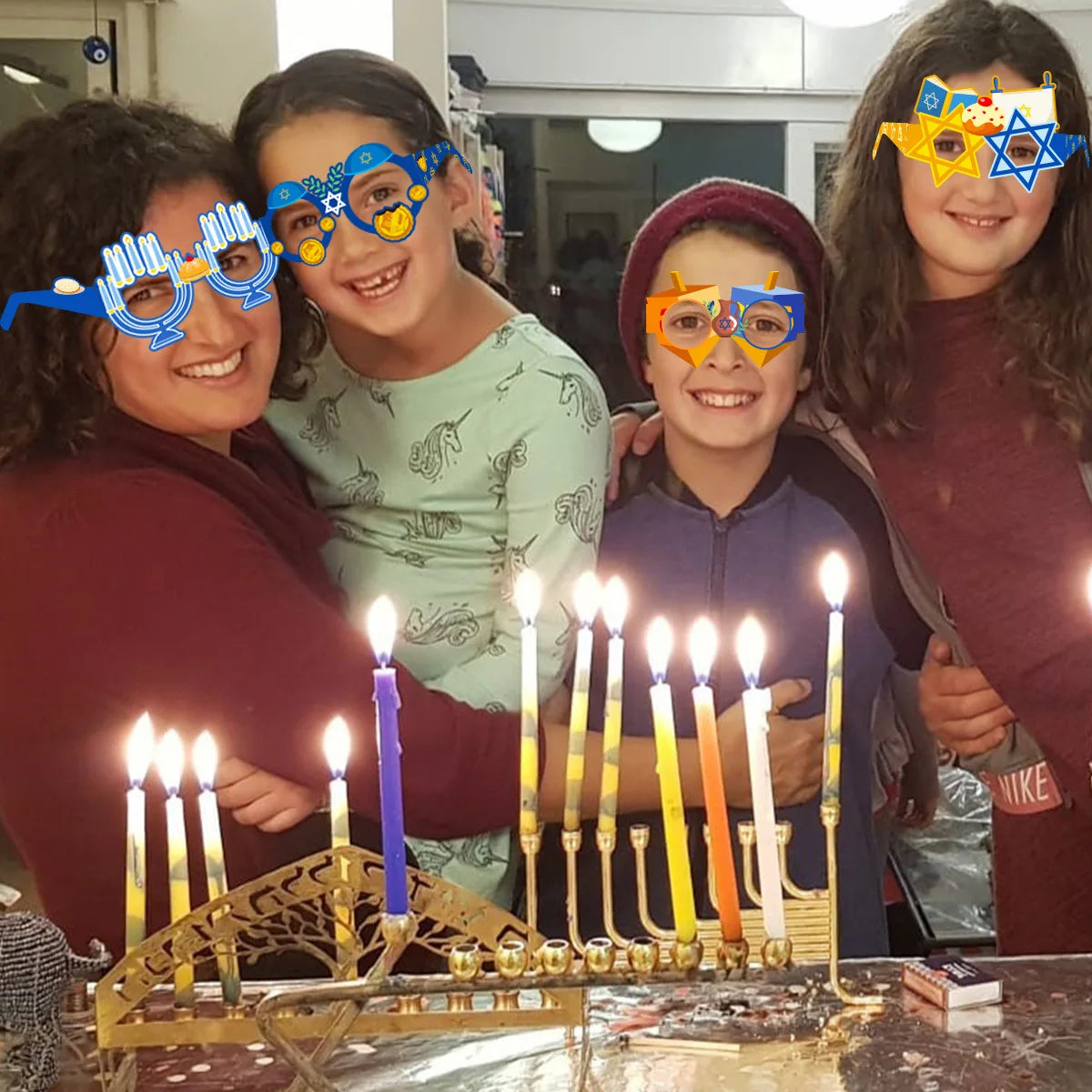 8PCS Hanukkah Themed Cardboard Glasses Hanukkah Party Decorations